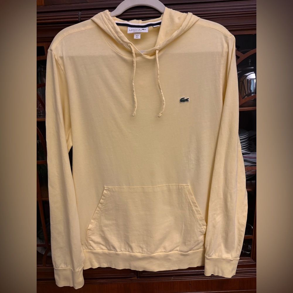 Lacoste Men's Lightweight Yellow Hoodie size large